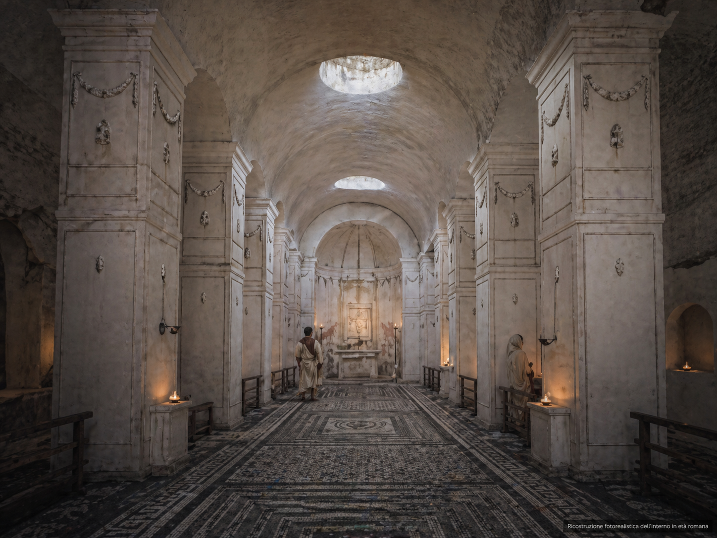 Ricostruzione fotorealistica dell'interno in età romana
