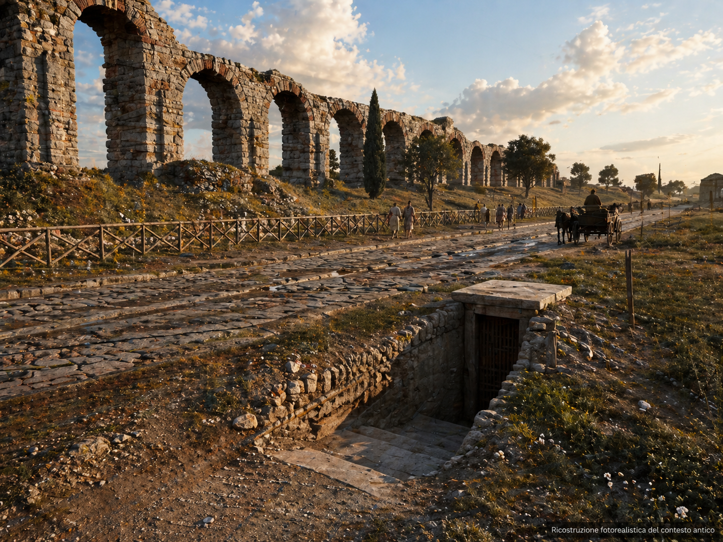 Ricostruzione fotorealistica del contesto antico della via Prenestina